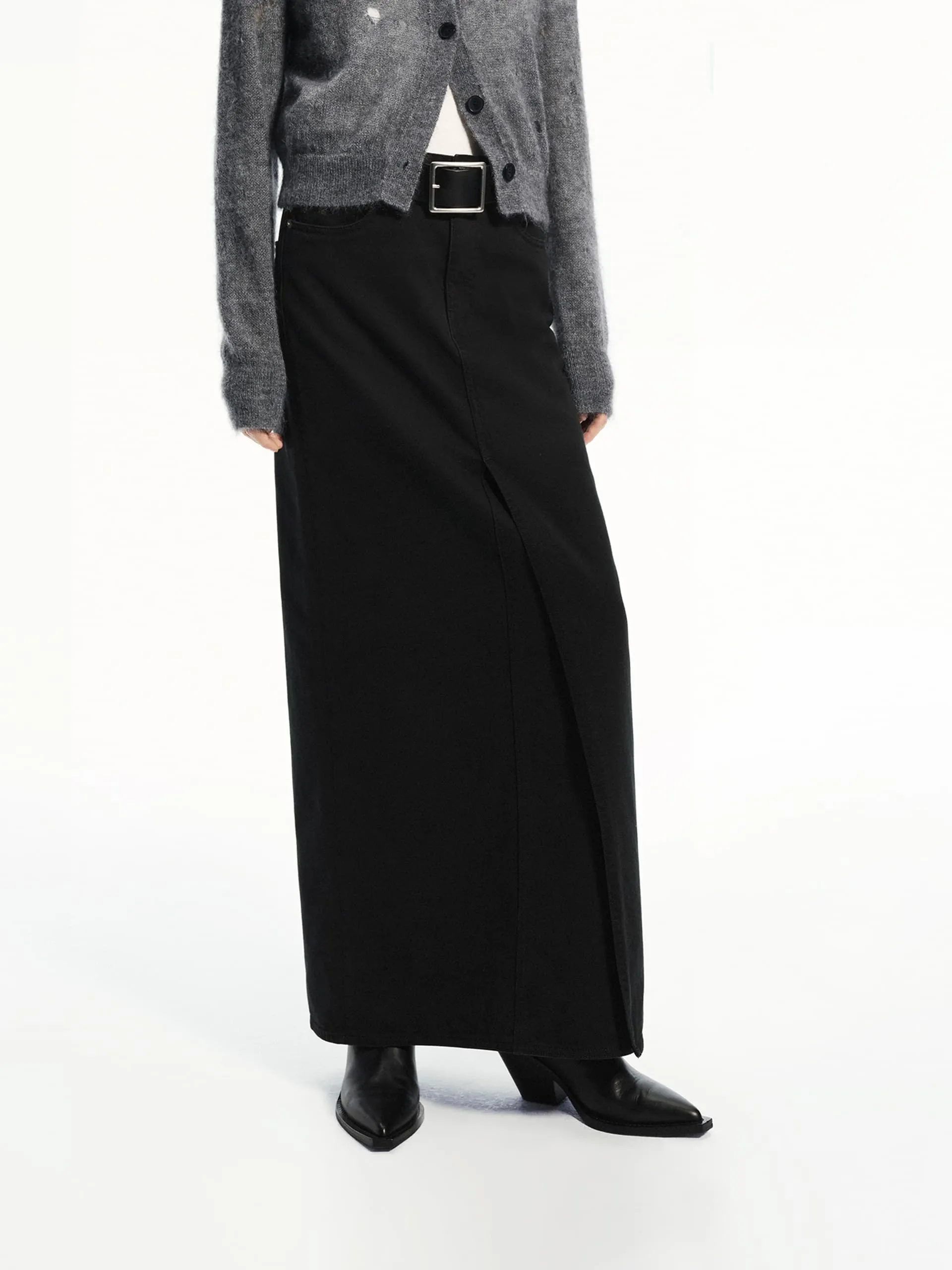 Neat Style Straight Denim Slit Skirt