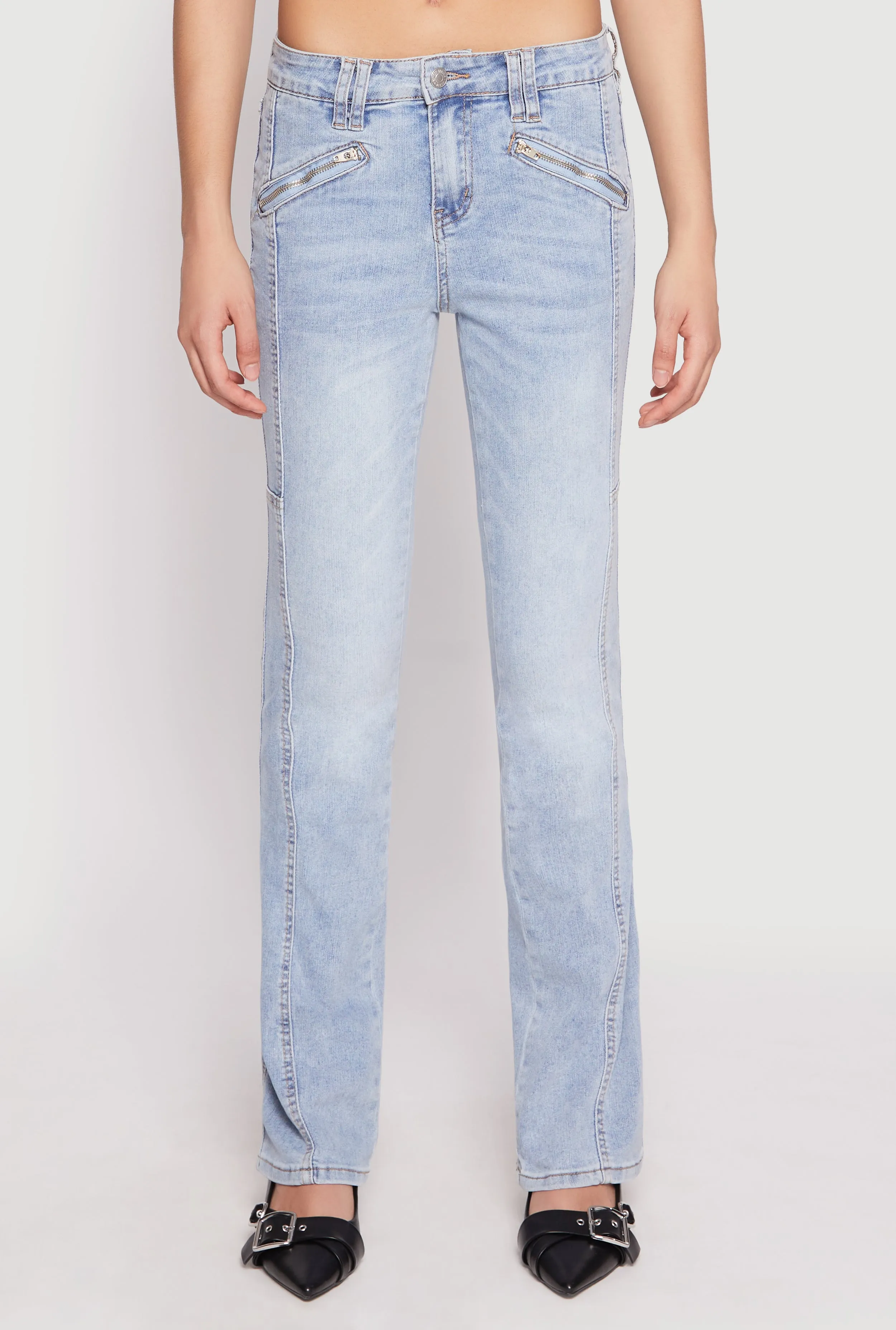 Light Washed Urban Casual Almost Famous Acid Wash Pintuck Jeans