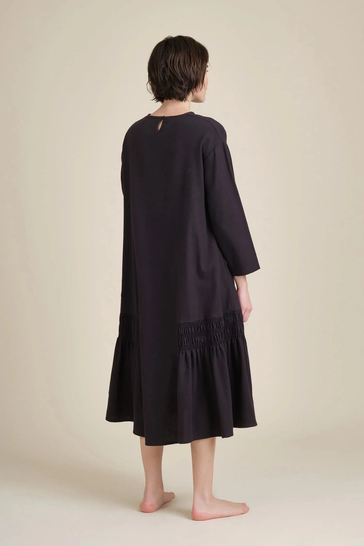 Model Edge temperature regulation Gathered Dress Black