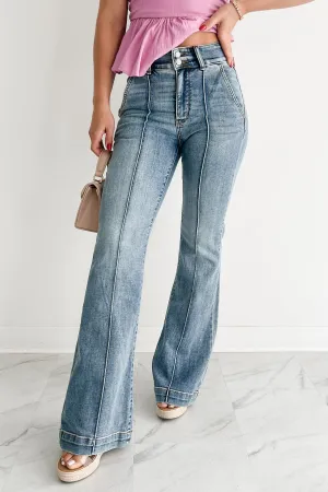 Stain Resistant Treatment Durable Reinforced Shoulders Mae High Rise Judy Blue Flare Jeans (Medium)