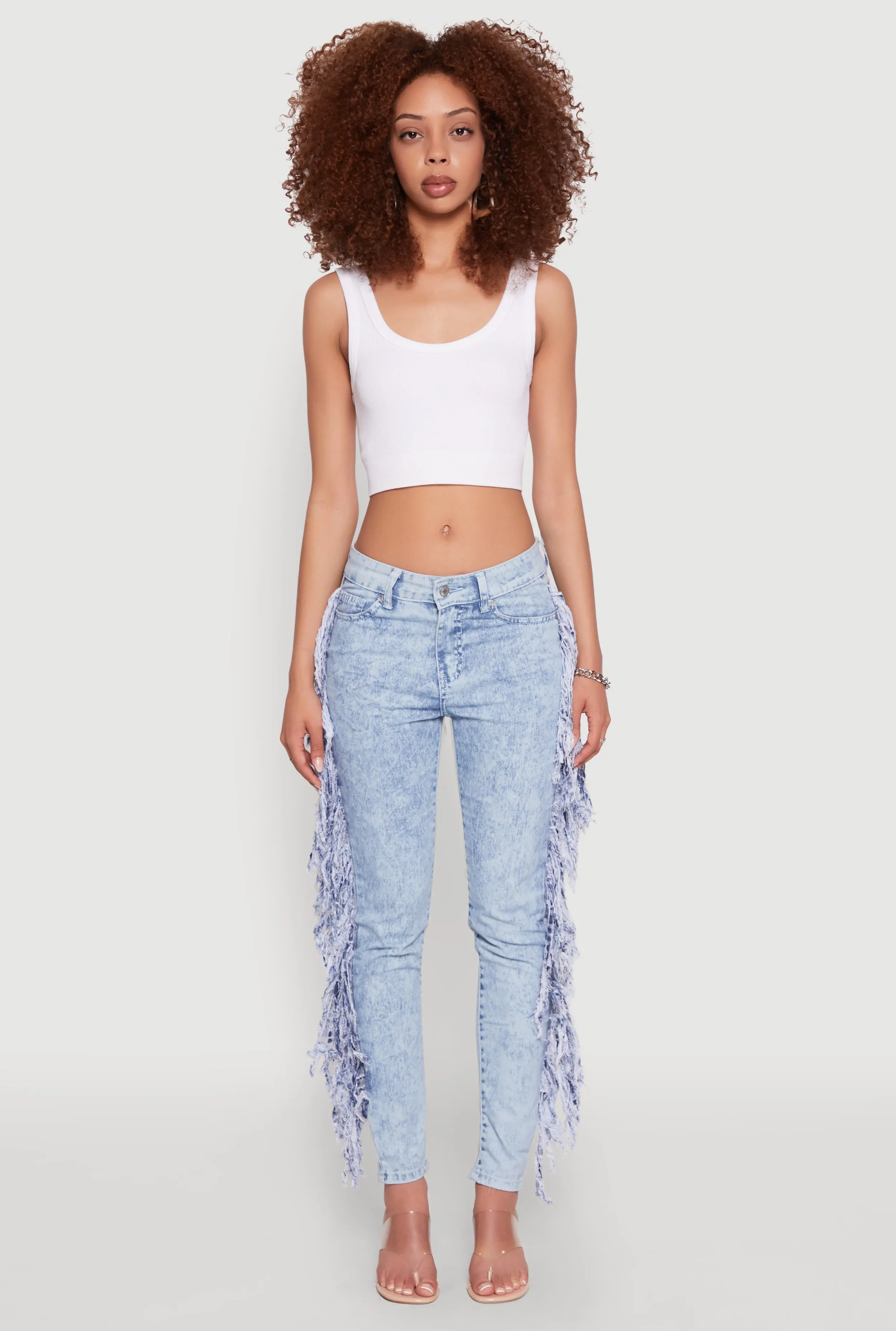 Mineral Wash Fringe Jeans Travel Style Beach Day Modern