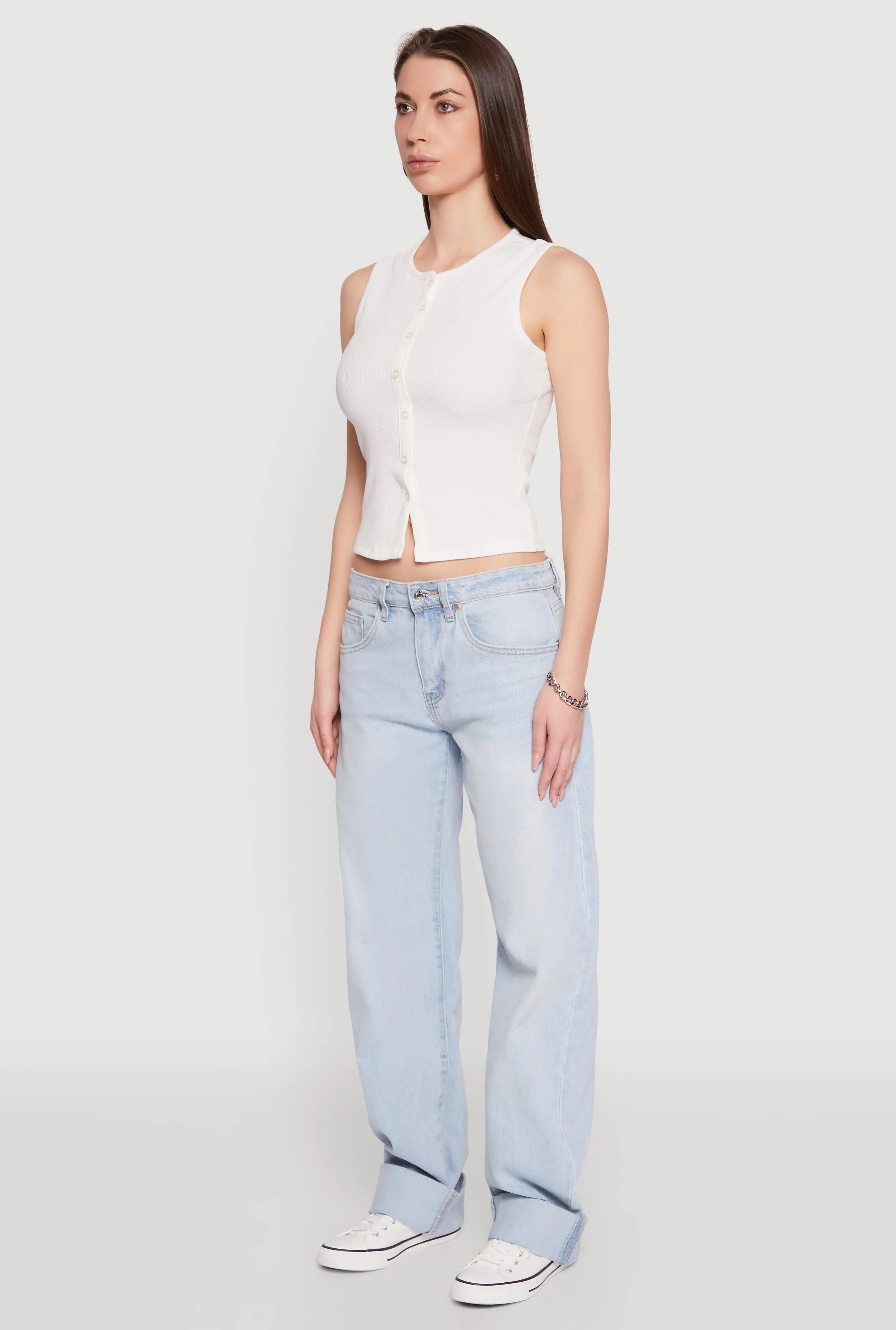 Comfortable Style Almost Famous Whiskered Roll Cuff Jeans