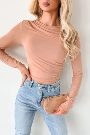 Heels & Hollywood Long Sleeve Mesh Fore Bodysuit (Nude) Basic Office