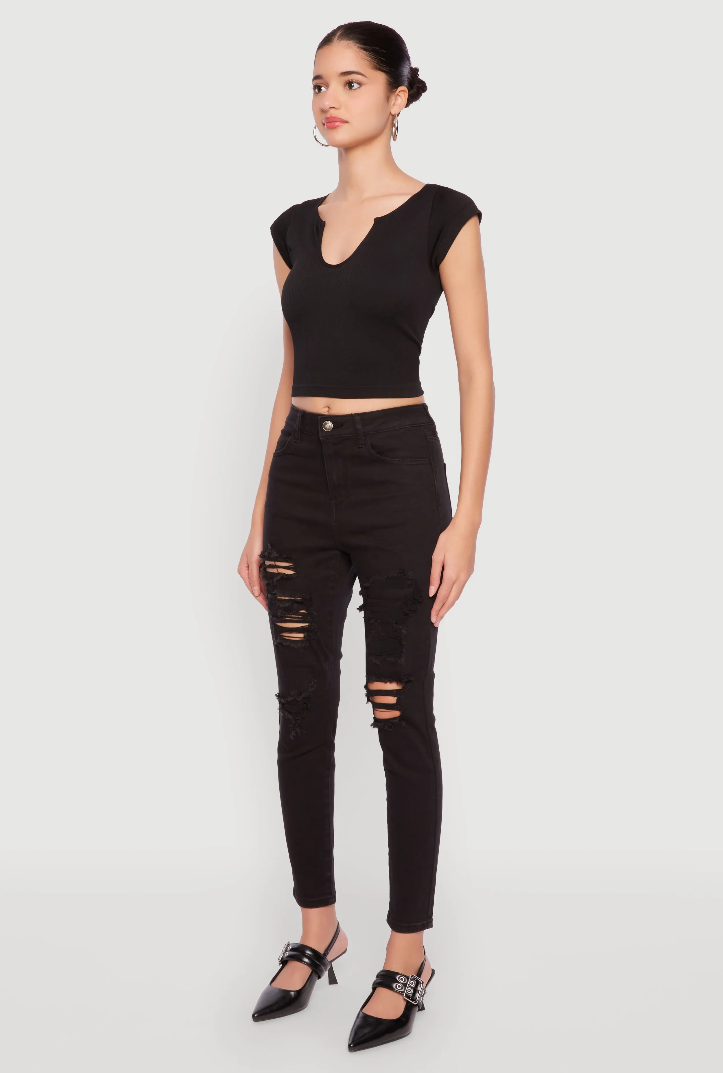 Trend Setter Home Comfort Layered Knee Panels WAX Distressed Patch and Repair Skinny Jeans
