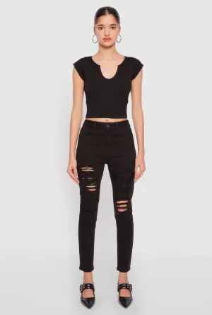 Trend Friendly WAX Distressed Patch and Repair Skinny Jeans