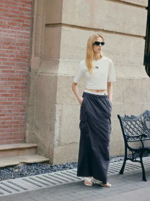 Elastic Waist Maxi Skirt High Shine