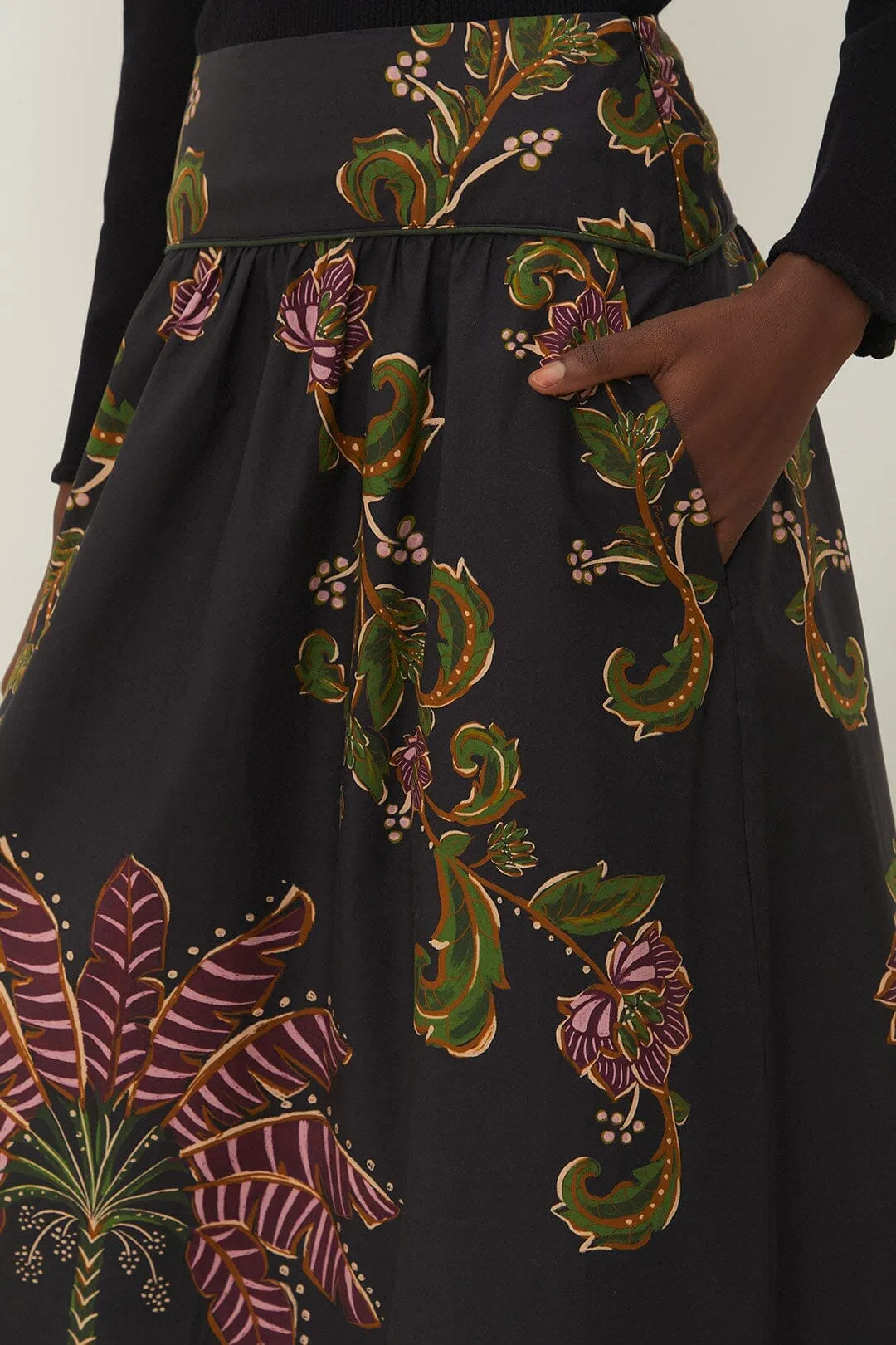 Mix Separates Fashion Energy Black Ravenala Midi Skirt