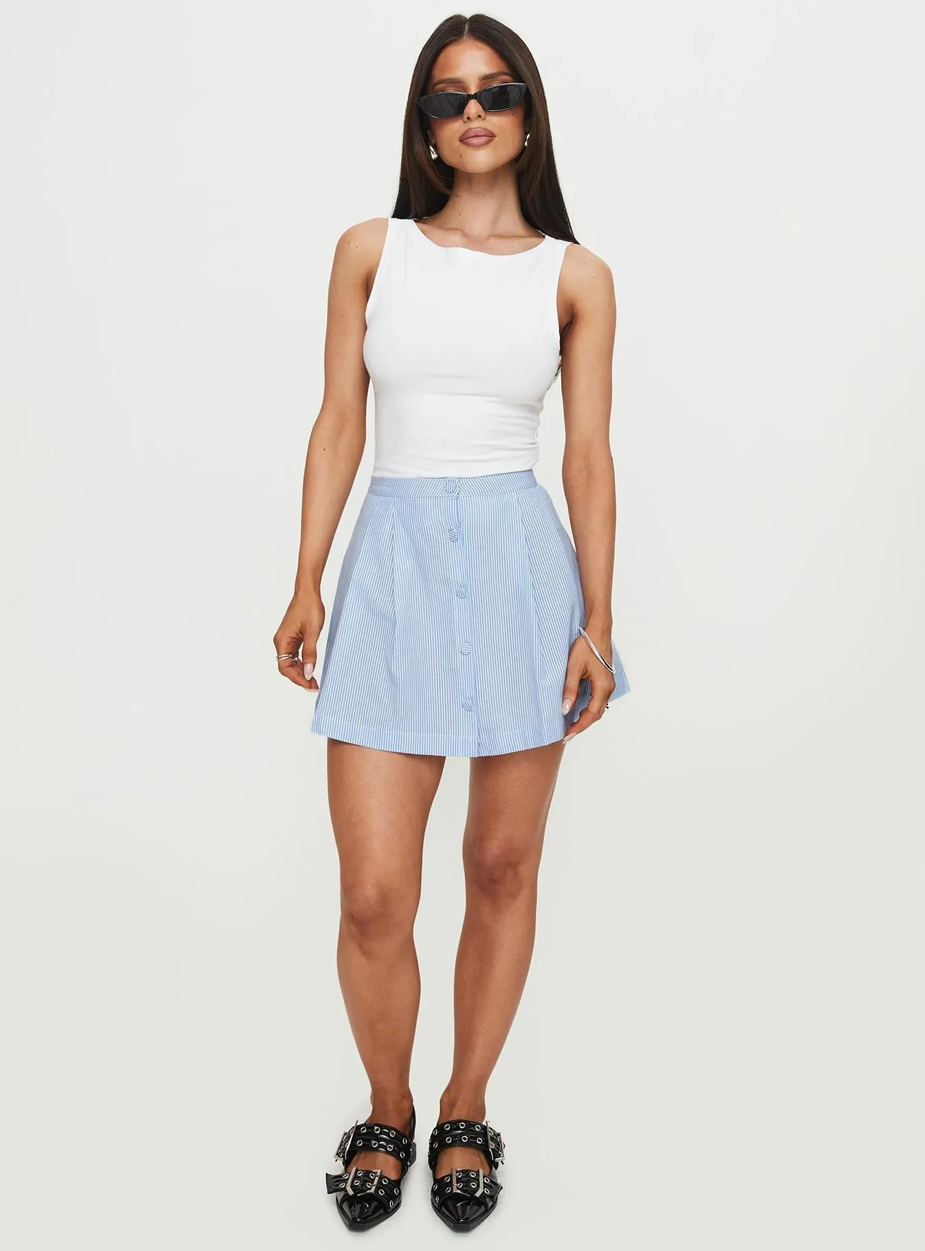 Refined Texture Ginnifer Pleated Mini Skirt Stripe