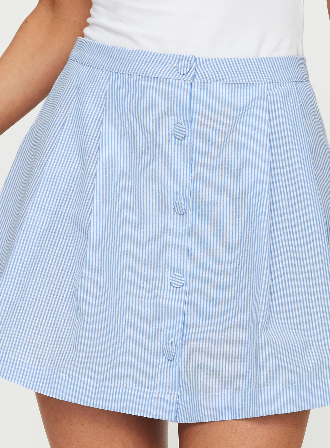 Ginnifer Pleated Mini Skirt Stripe Breezy Mood High low hem