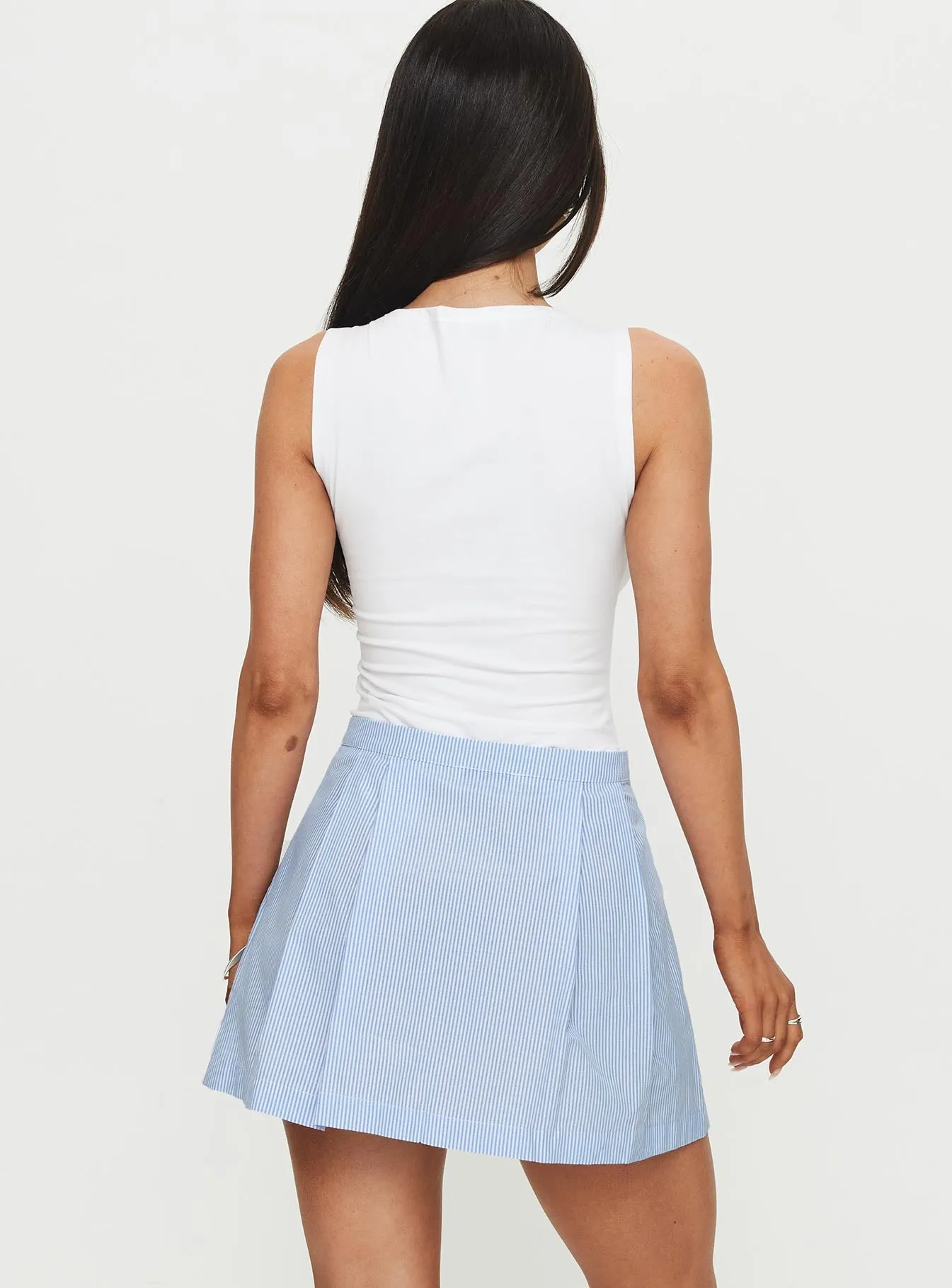 Pastel Colors Ginnifer Pleated Mini Skirt Stripe