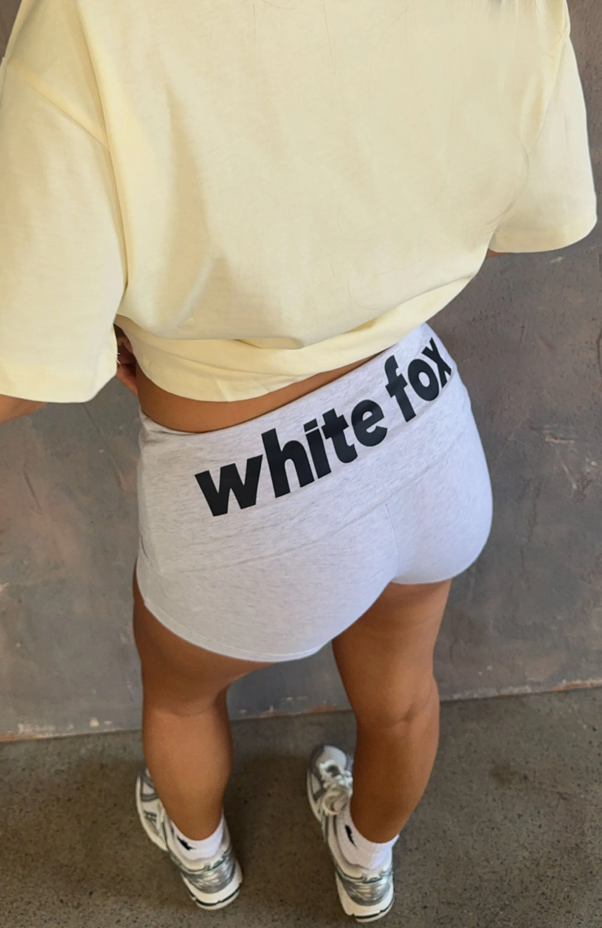 desert style Breathable fabric From The Archives Gigi Fold Over Booty Shorts Grey Marle