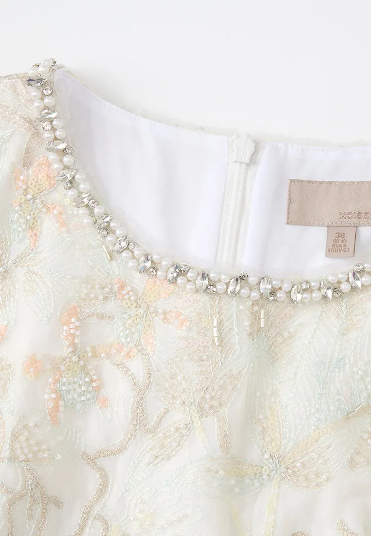 UVProtection Embellished Floral-embroidery Cheongsam