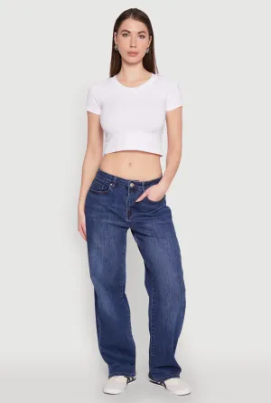 Modern Earthy WAX Mid Rise Whiskered Straight Leg Jeans
