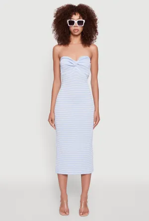 Sweetheart Strapless Striped Tube Dress Silk Flow Shadow Play