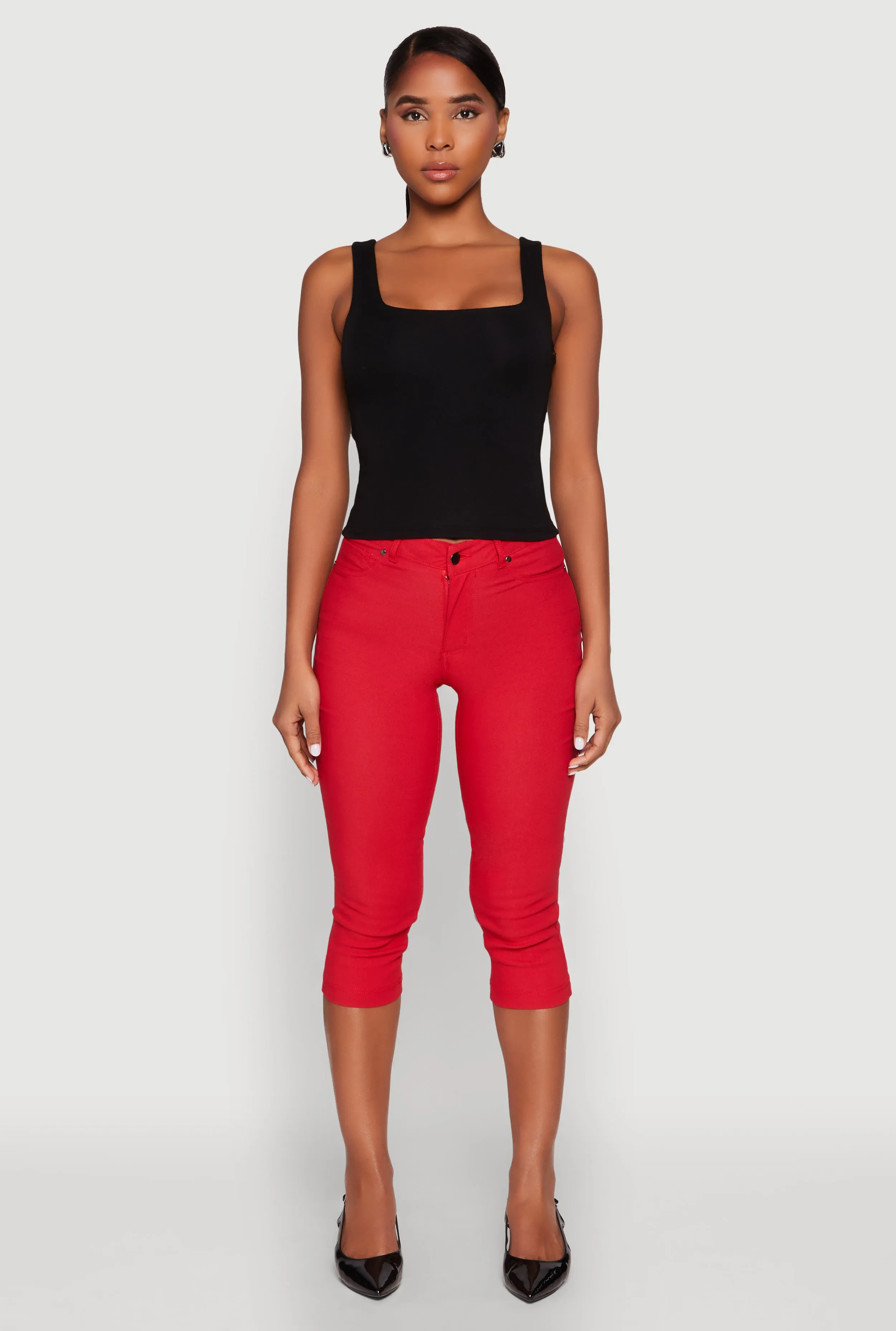 Double Layer Square Neck Tank Top Durable Double Stitching