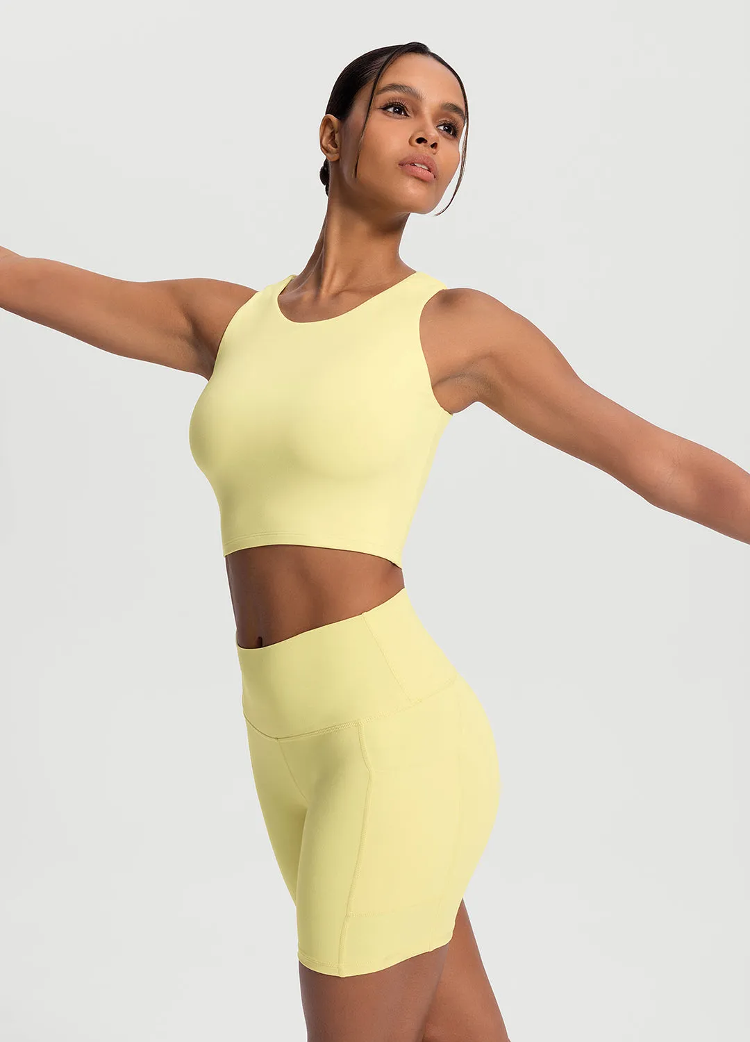 Storage Double Layered Panels High Neck Cropped Tank Top