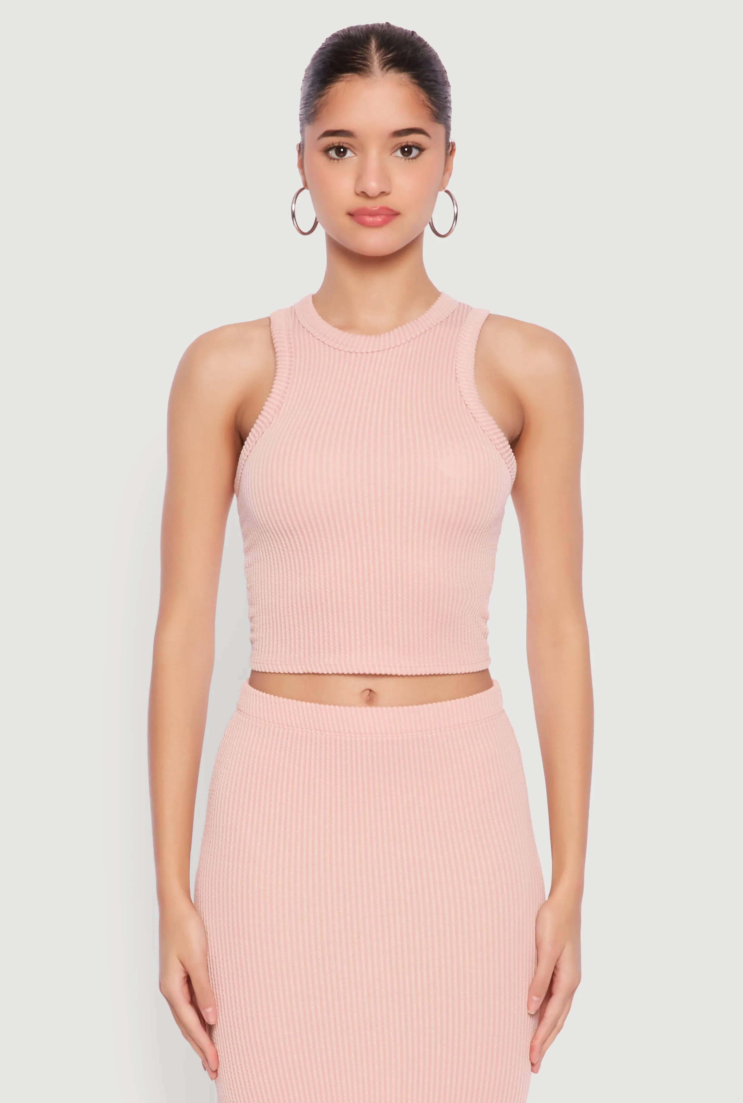 Water Resistant Almost Famous Ribbed Knit Racerback Tank Top