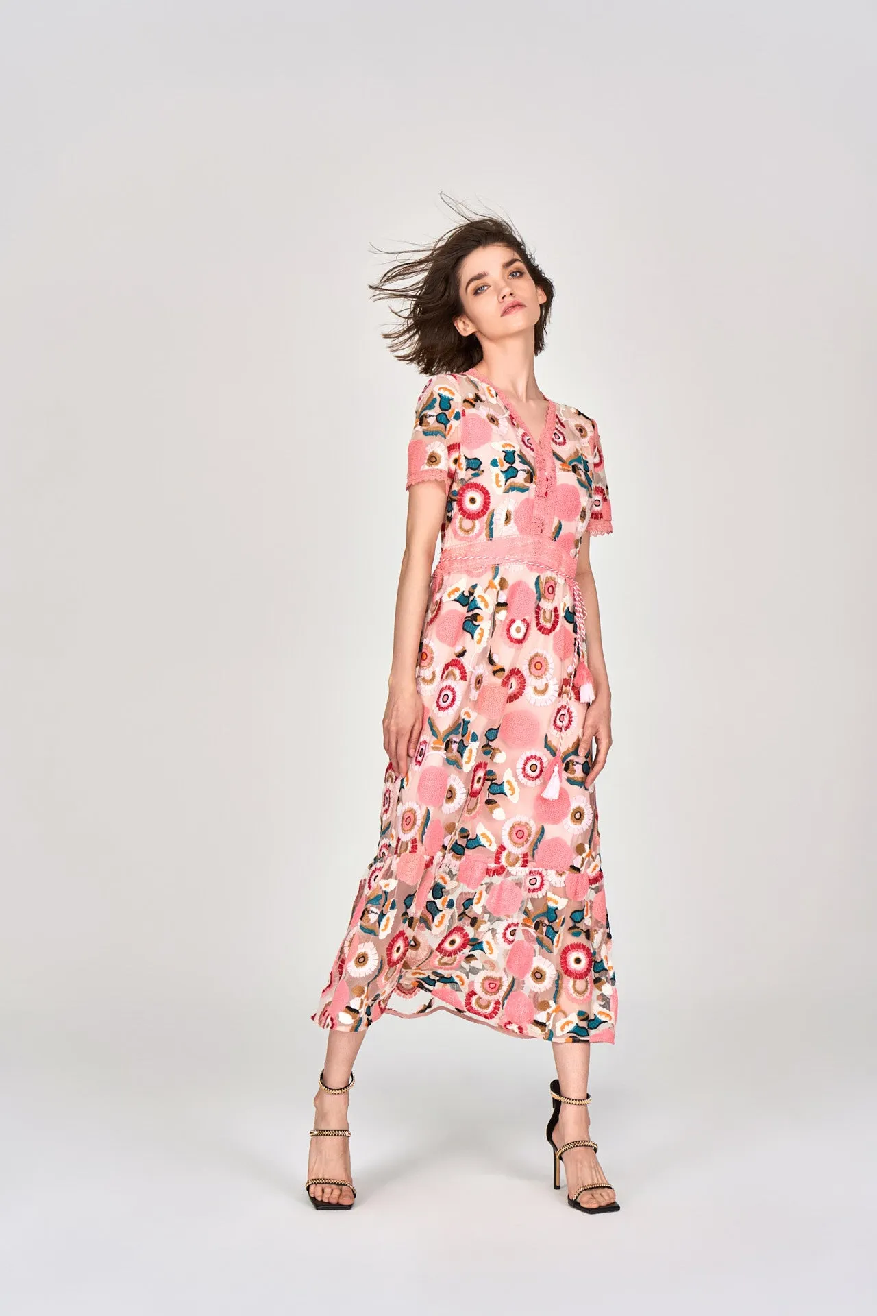 Athleisure Cool Pure Core Spring Embroidery Pink Dress