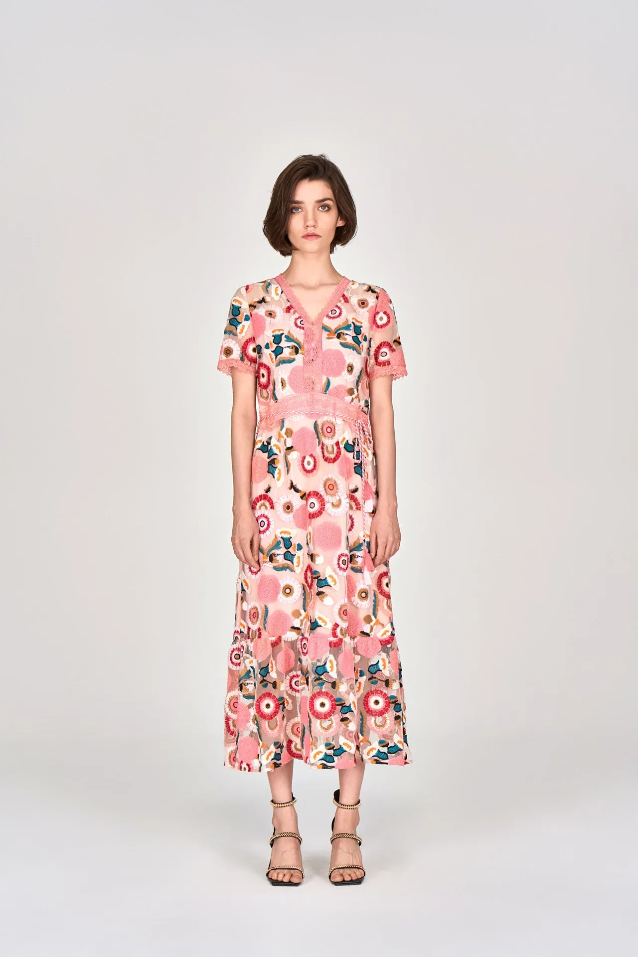 Spring Embroidery Pink Dress Date Vibe PrecisionTailoring