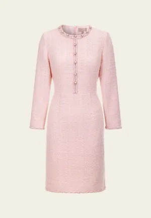 Braided-detail Pearl-embellished Dress slim fit Repair Fit
