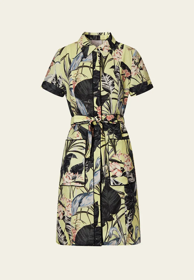 Yellow Floral Print Collar Dress Style Mood Street Icon