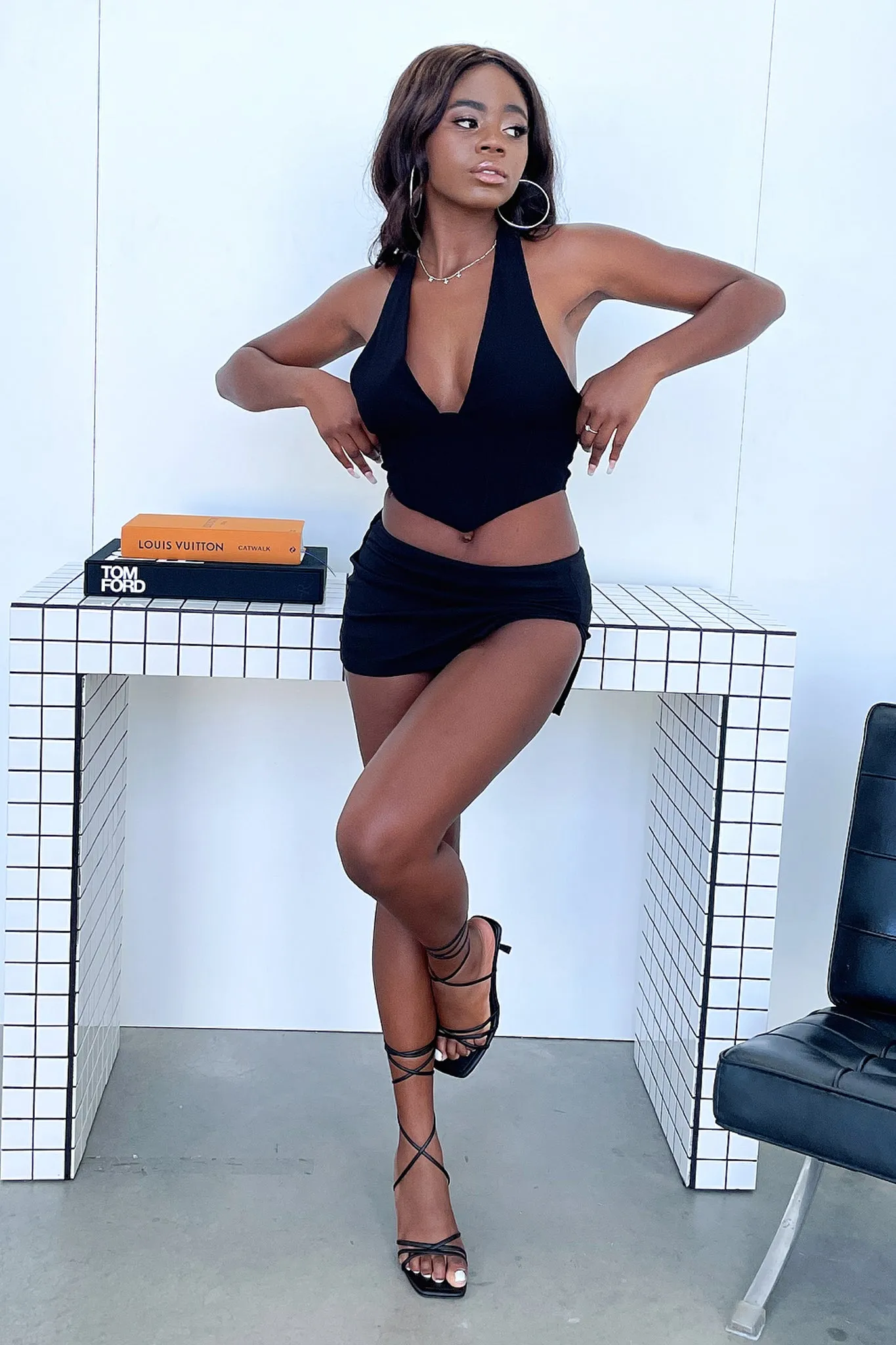 Ingrid Mini Skirt - Black Street Attire Wrap Closure