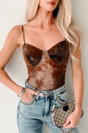 Midnight Playlist Sleeveless Mesh Bodysuit (Walnut) Dance Traveler