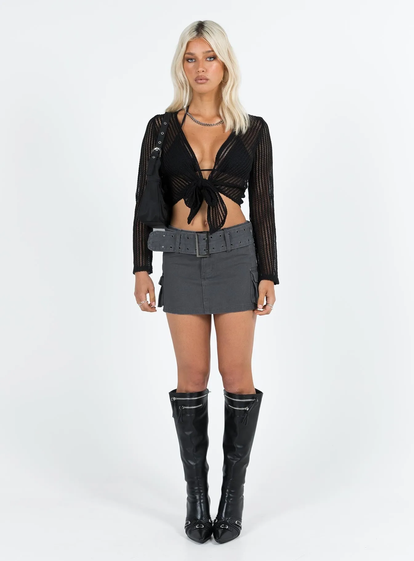 Iconic Cargo Mini Skirt Slate Sleek Outfit