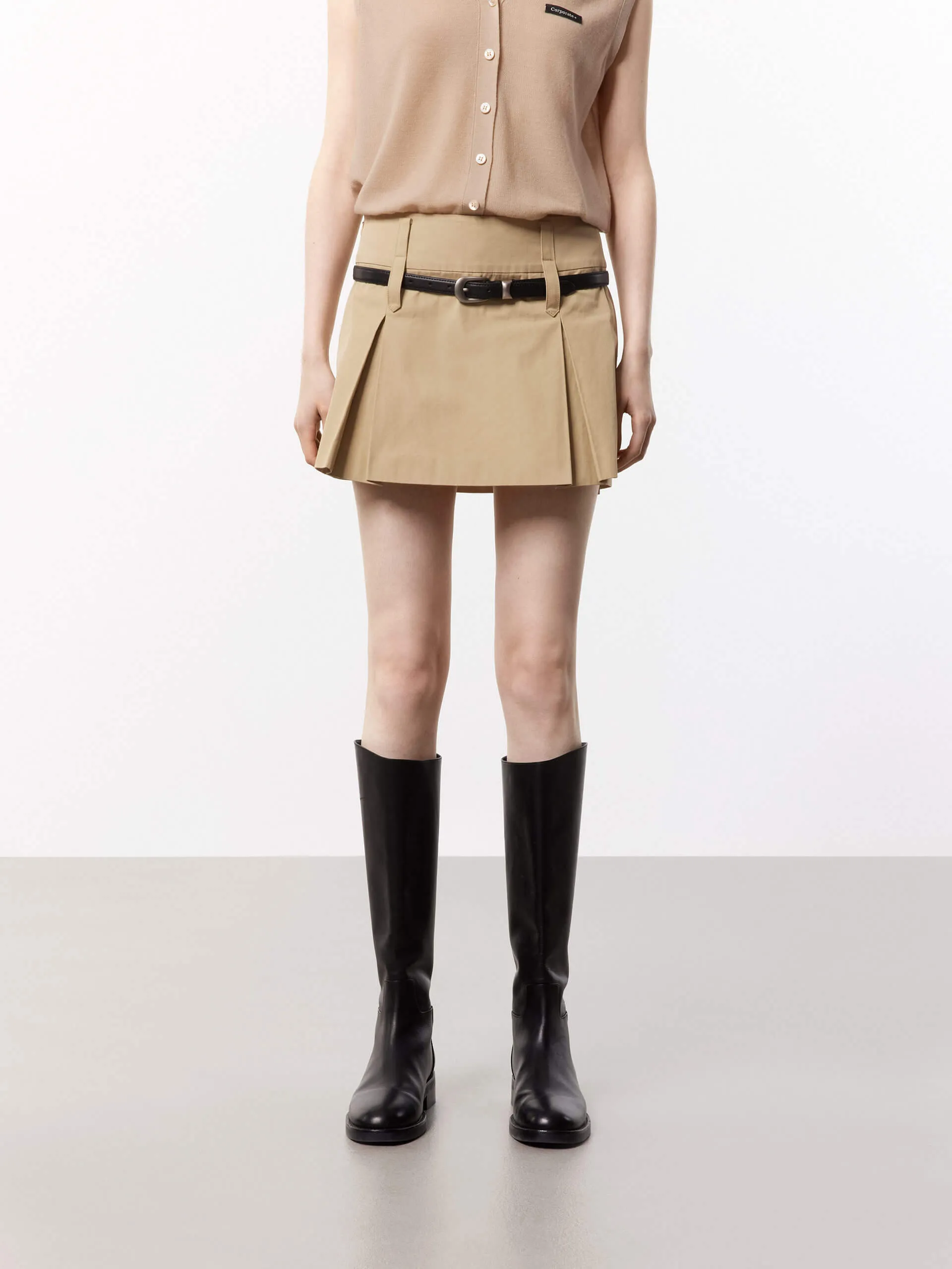 Double Waist Loop Mini Skirt Bold Details