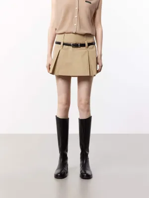 Double Waist Loop Mini Skirt Push Button Closure Fashion Tones