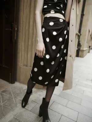 Gentle Vibe Crisp Look Silk Blend Slit Skirt