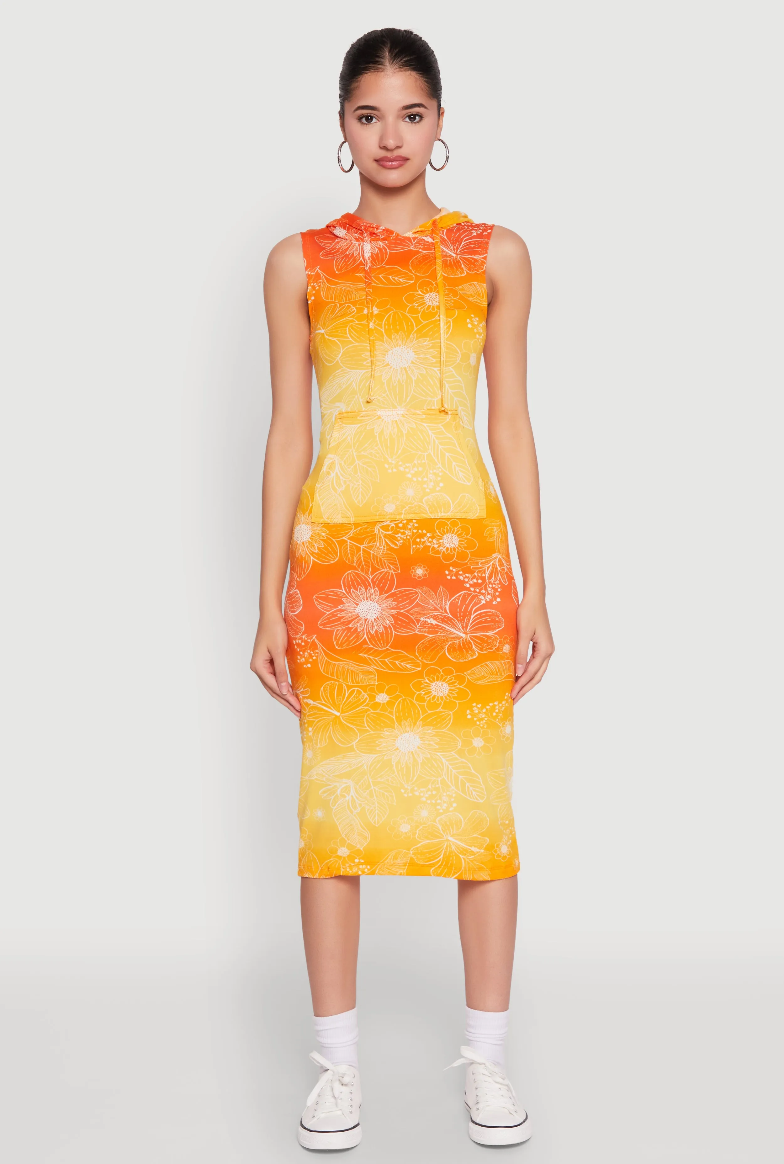 Hooded Ombre Floral Print Tank Dress Air Comfort bike lane