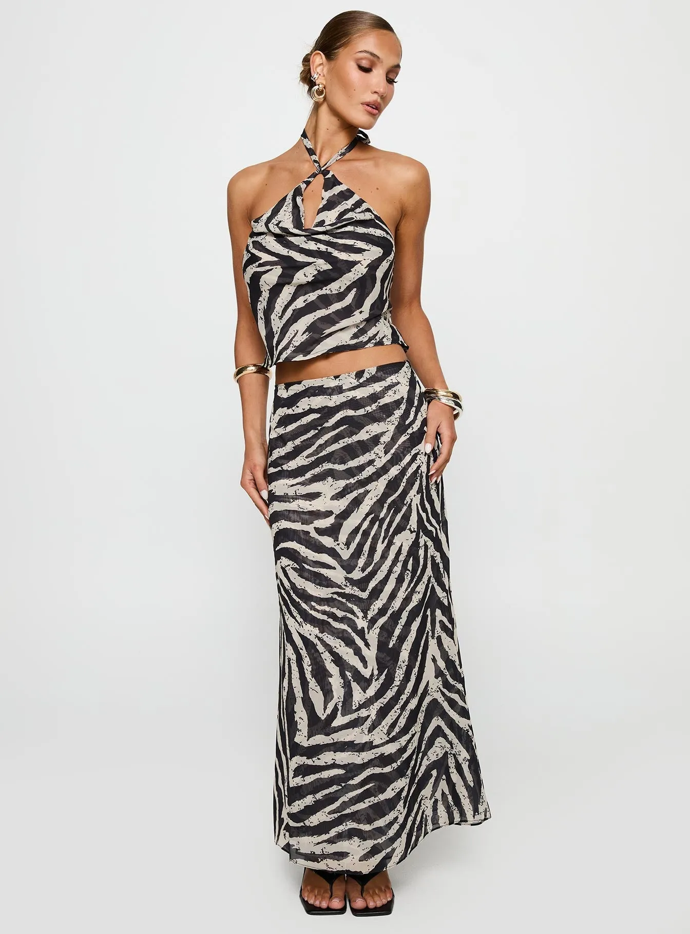 Refined Mood Street Attire Eleganza Maxi Skirt Zebra