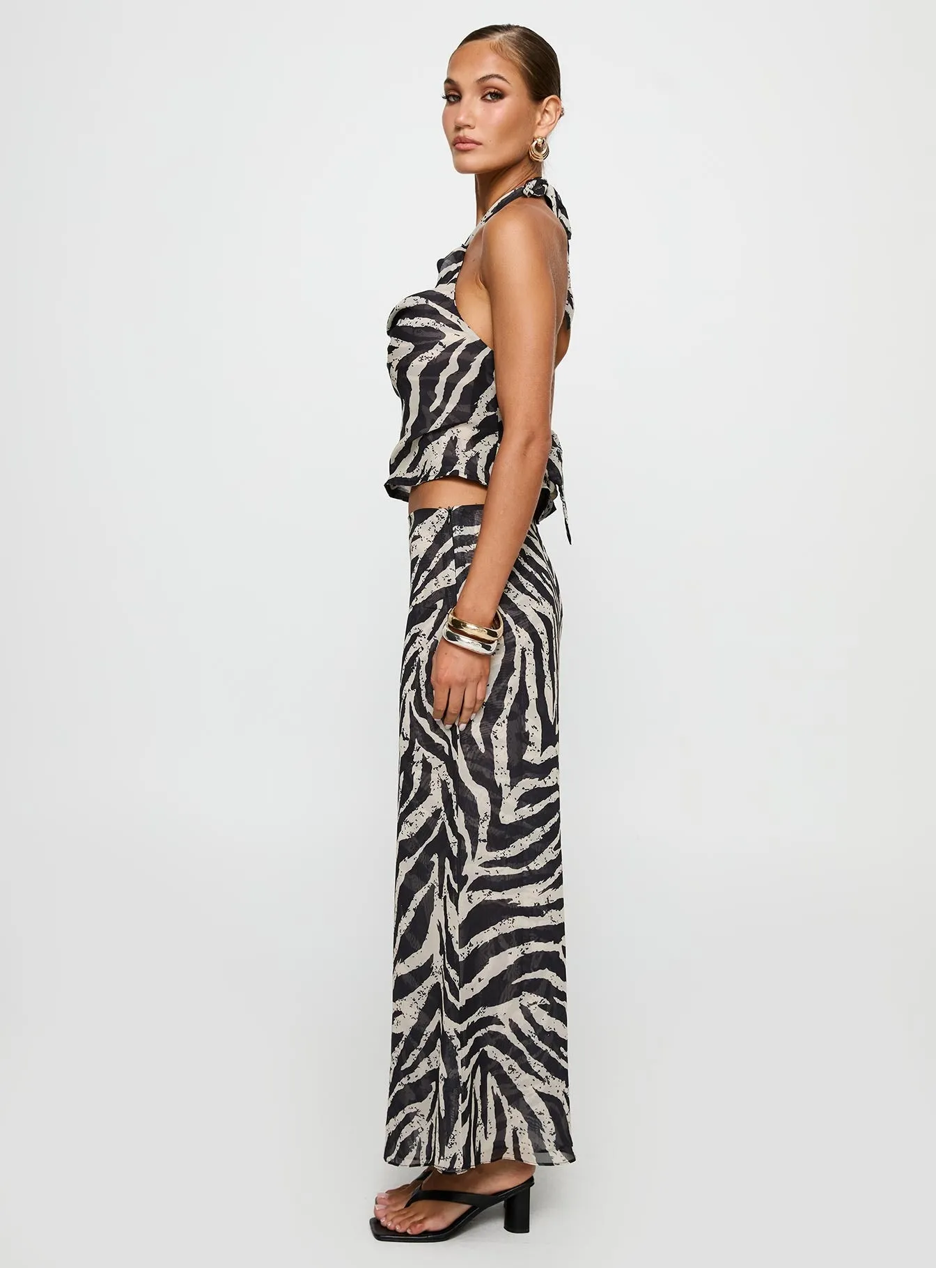 Vibrant Flow Button Fastenings Eleganza Maxi Skirt Zebra