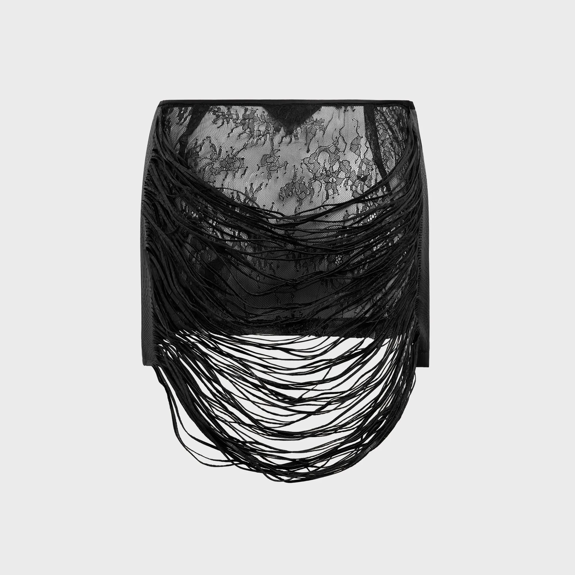 Moisture Wicking Textile Kim Shui Bao Fringe Skirt - Black