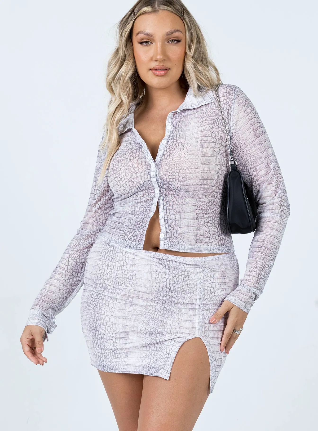 Barbie Mini Skirt Snake Crisp Details Slim Fit Band