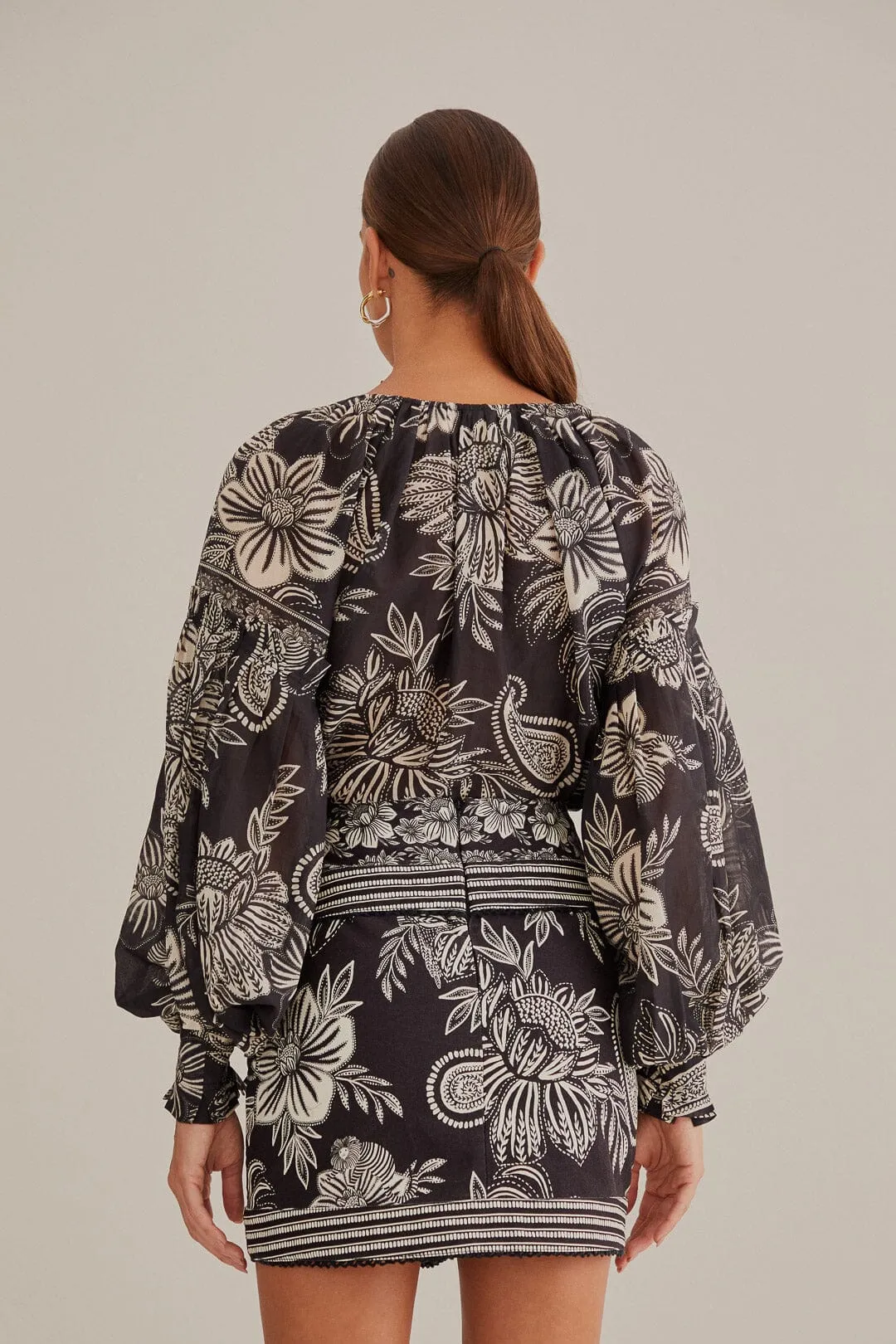 Black Paisley Bloom Mini Skirt Maternity Friendly Resort Vacation