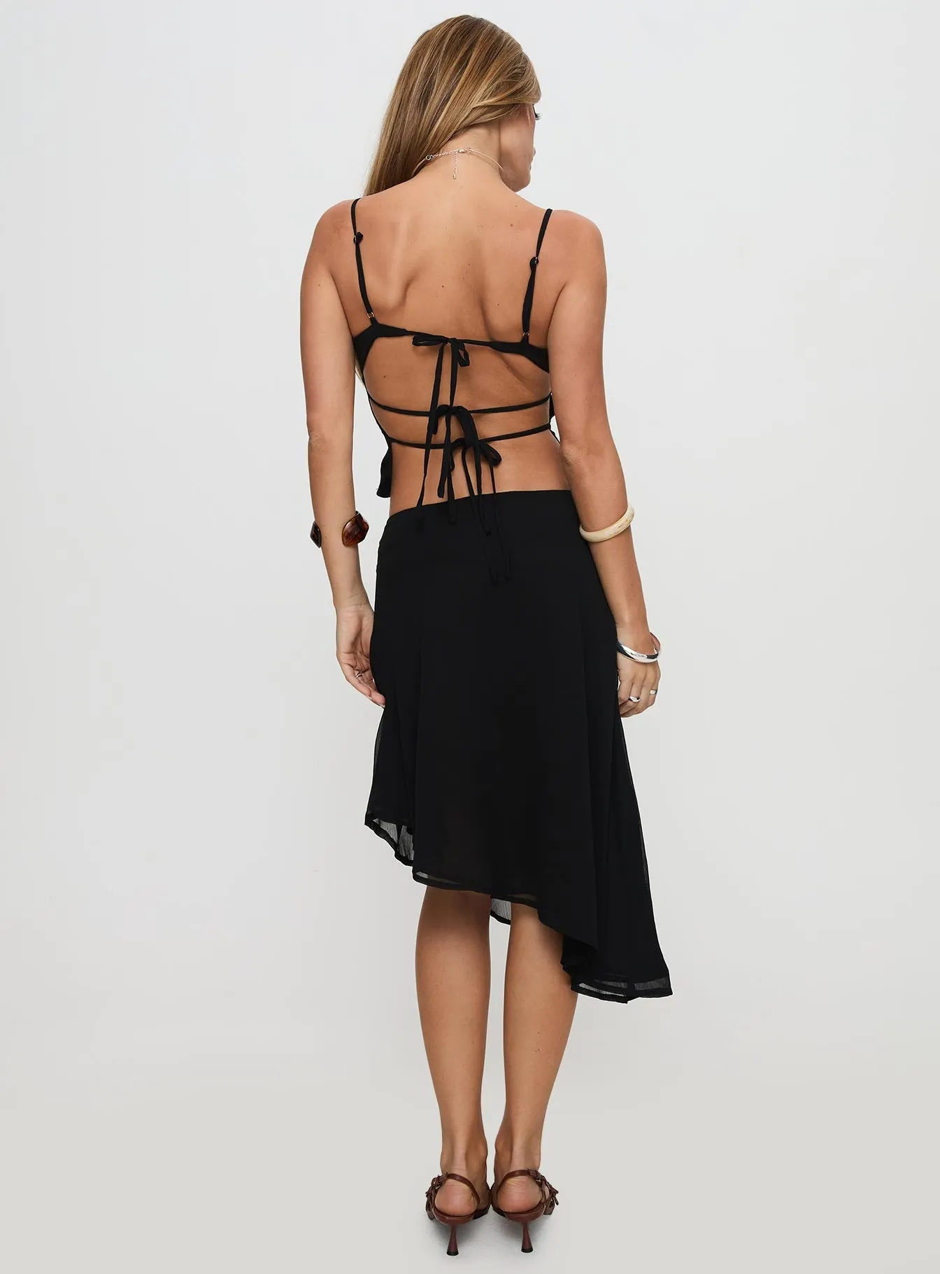 Pappilion Asymmetrical Midi Skirt Black Couture Inspired