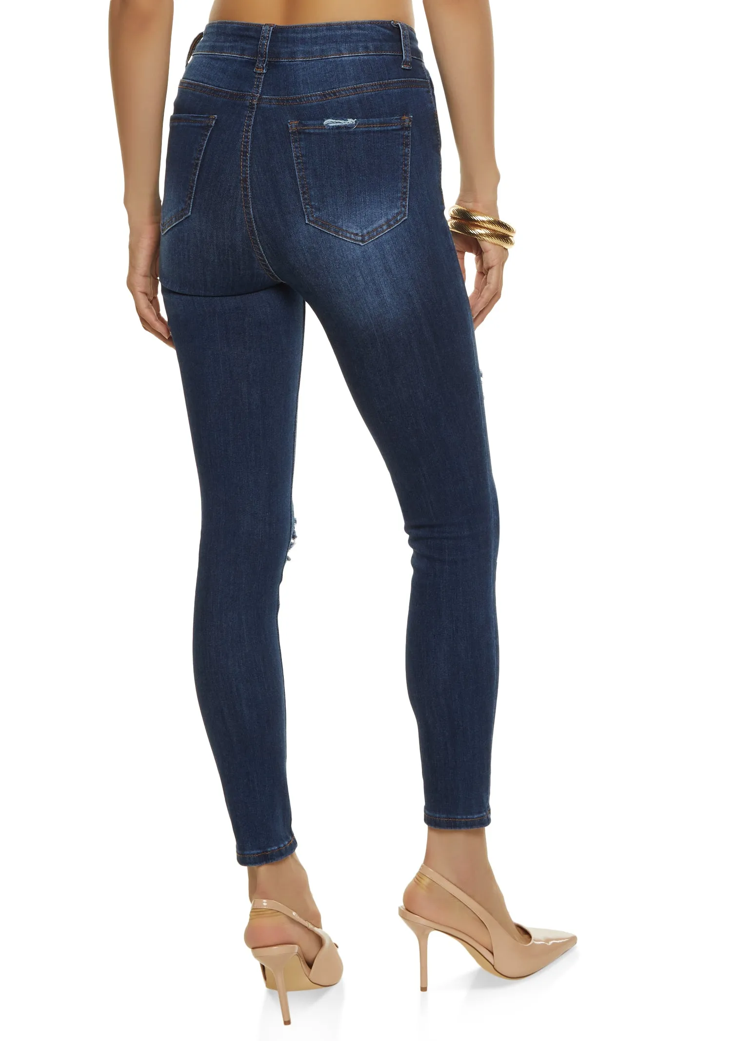 WAX Stretch Distressed High Rise Jeans Lightweight Urban Explorer Neutral Smooth
