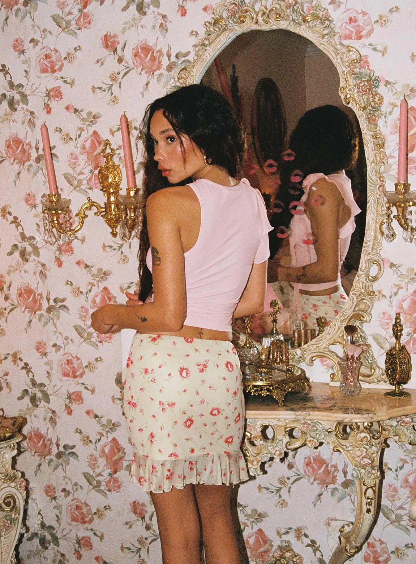 Bouket Mini Skirt Cream Floral Neutral palette