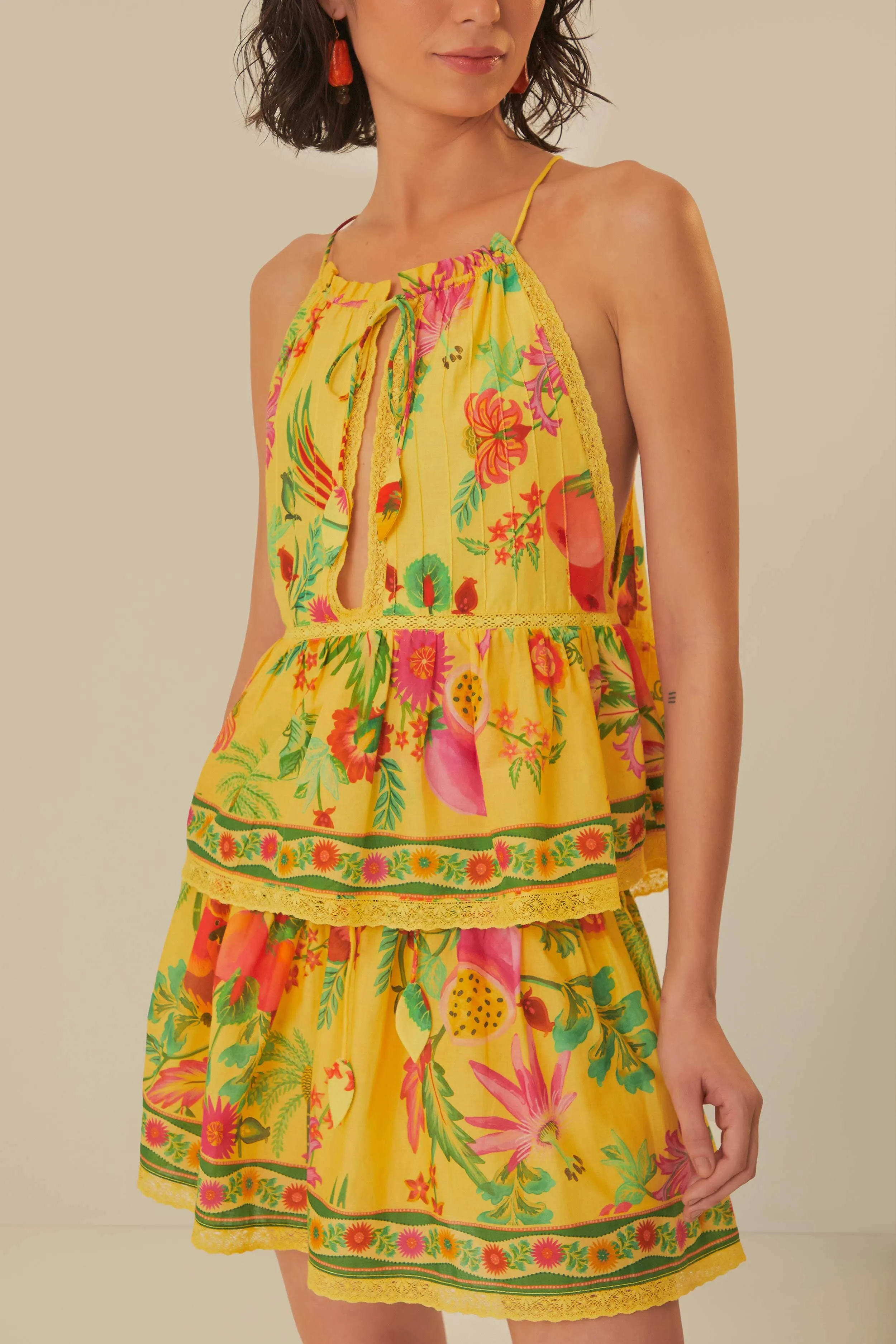 Yellow Delicate Fruit Garden Mini Skirt Craftsmanship Focus