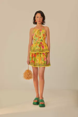 Yellow Delicate Fruit Garden Mini Skirt Convertible Style