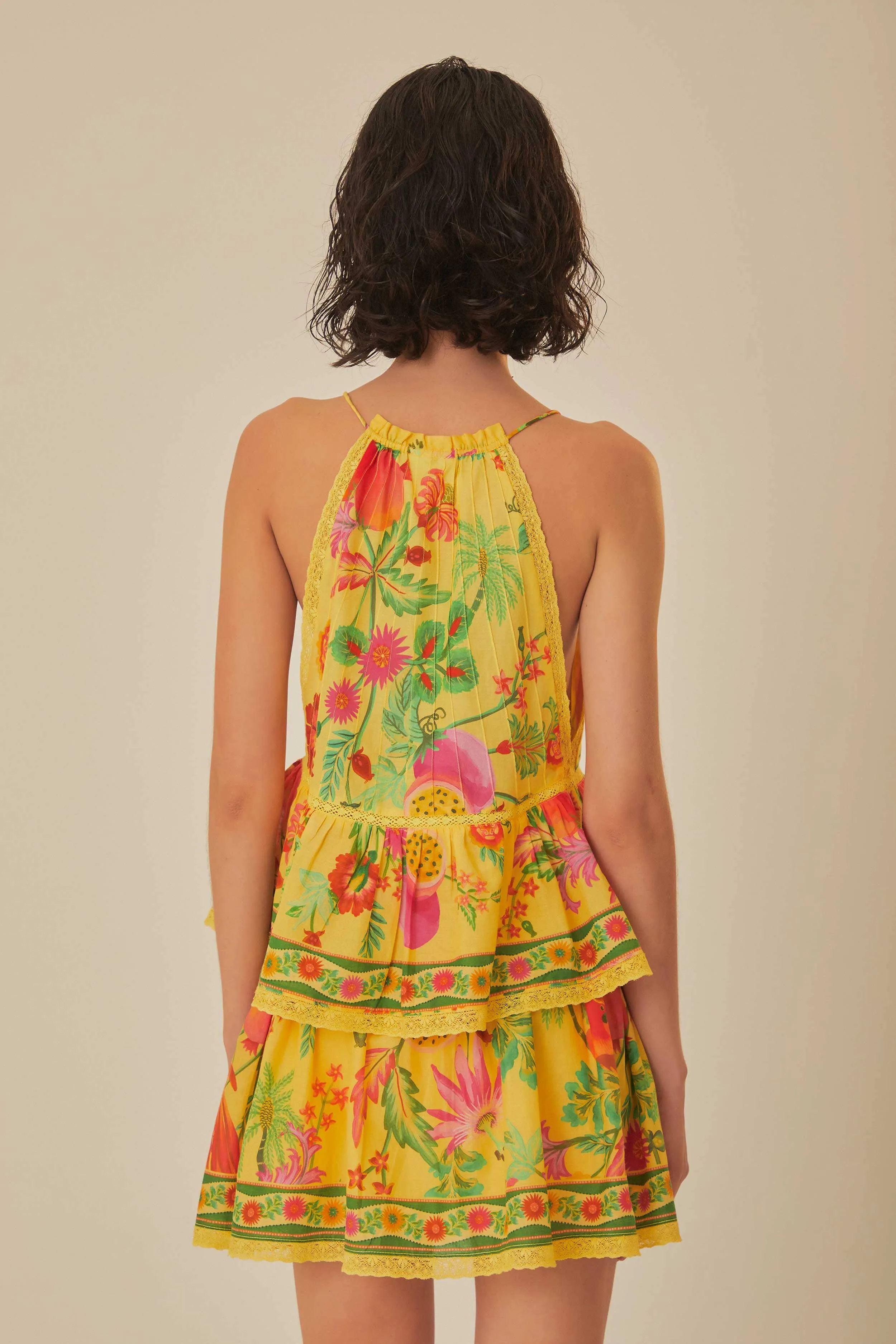 Yellow Delicate Fruit Garden Mini Skirt Moisture Wicking Textile