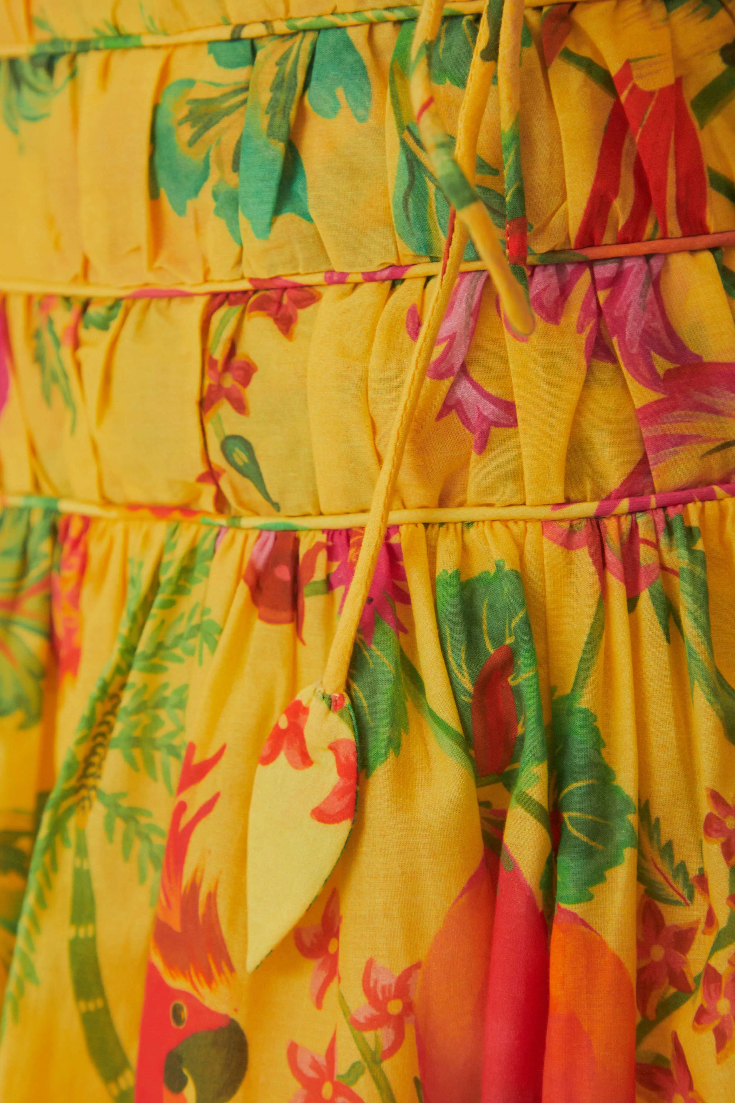 Faux Leather Yellow Delicate Fruit Garden Mini Skirt