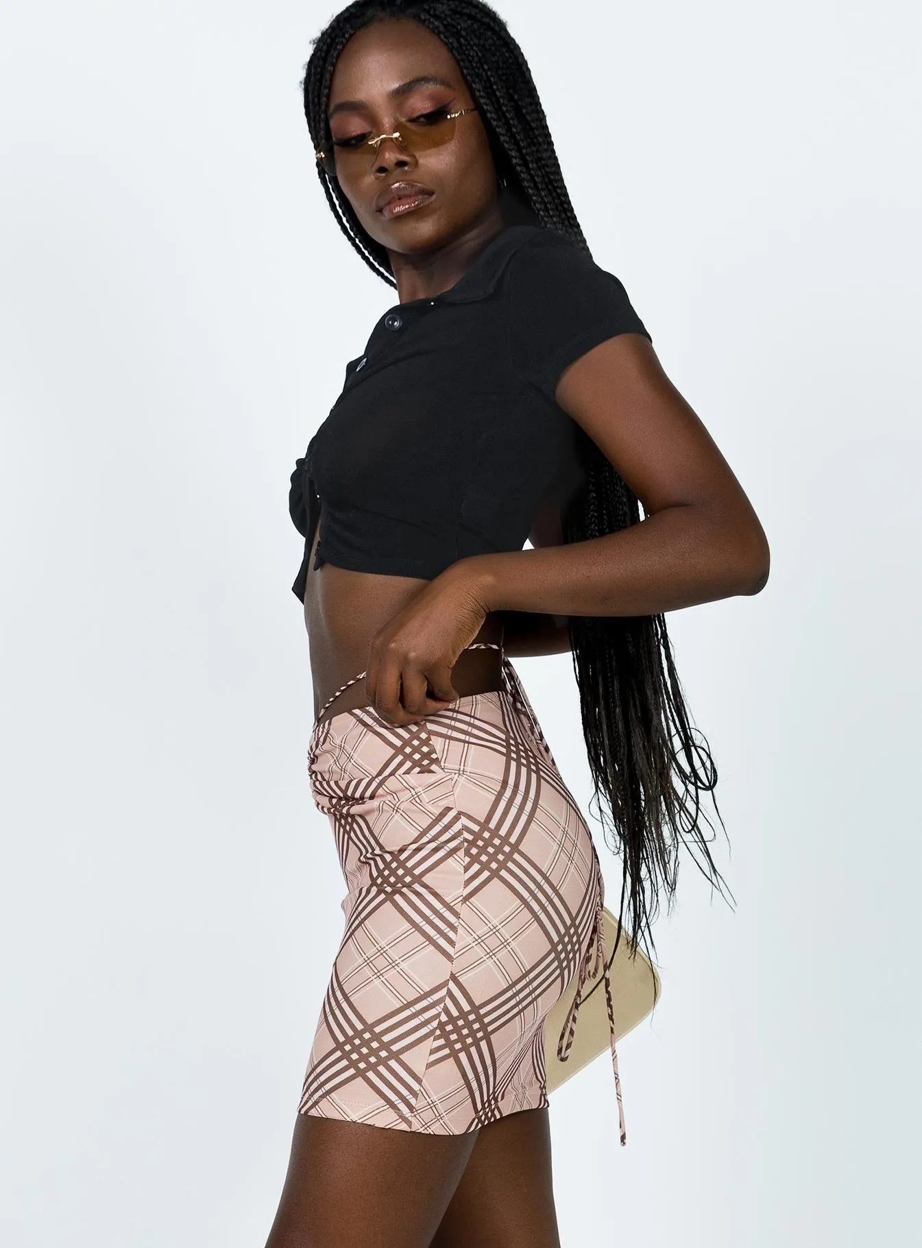 Dom Mini Skirt Brown Red Carpet Look