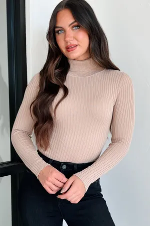 Beautiful Basic Turtleneck Bodysuit (Khaki) New Fine Outdoor Street