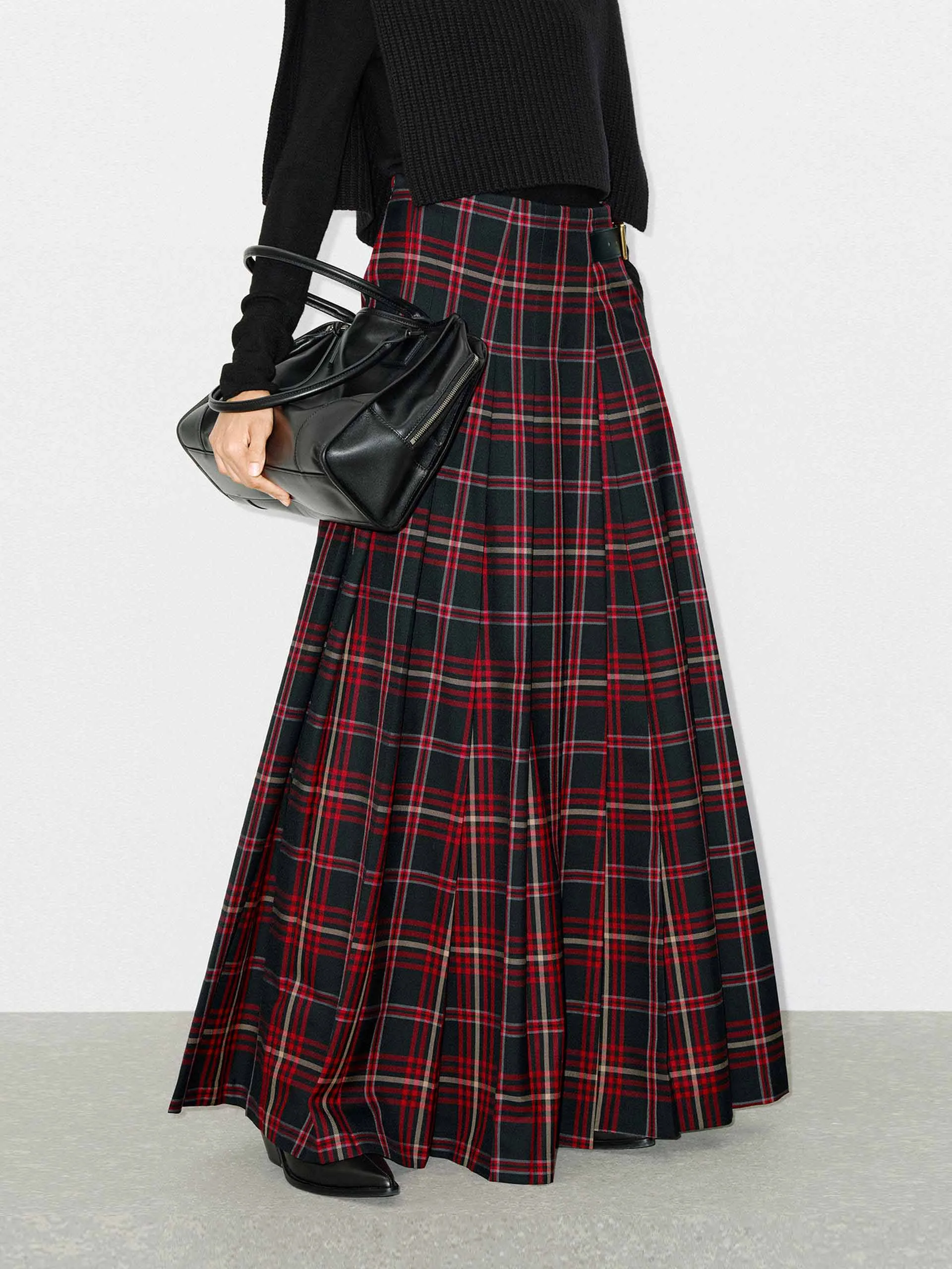 Flowy Plaid Maxi Skirt Heritage Inspired