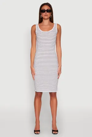 Bright Ray Striped Scoop Neck Midi Dress