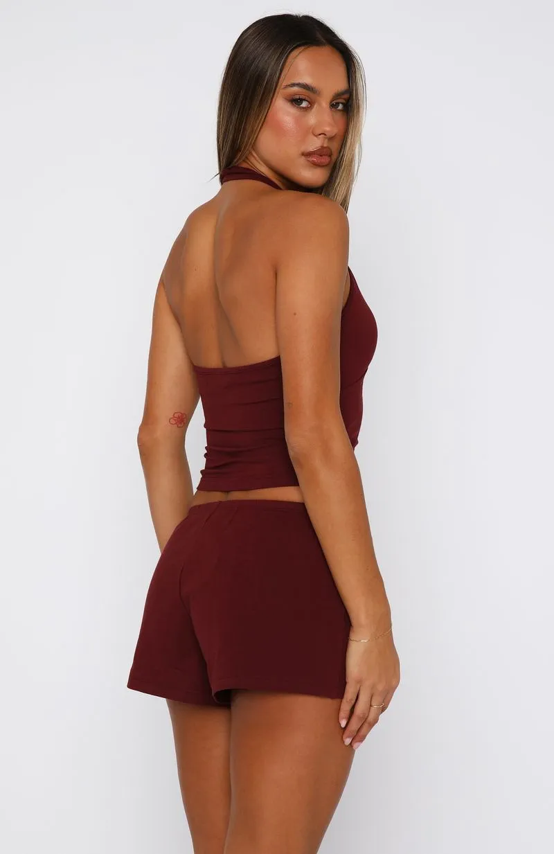 Made Me Better Relaxed Shorts Burgundy Comfort waistband