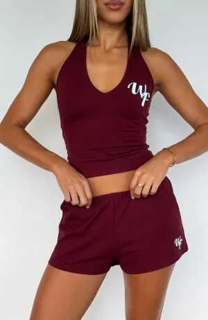 Made Me Better Relaxed Shorts Burgundy Outdoor Apparel Handmade